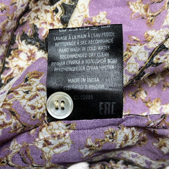 Isabel Marant Etoile Maria Peasant Blouse Lilac Black Stripe Top Size 42 US 10 - Picture 9 of 10